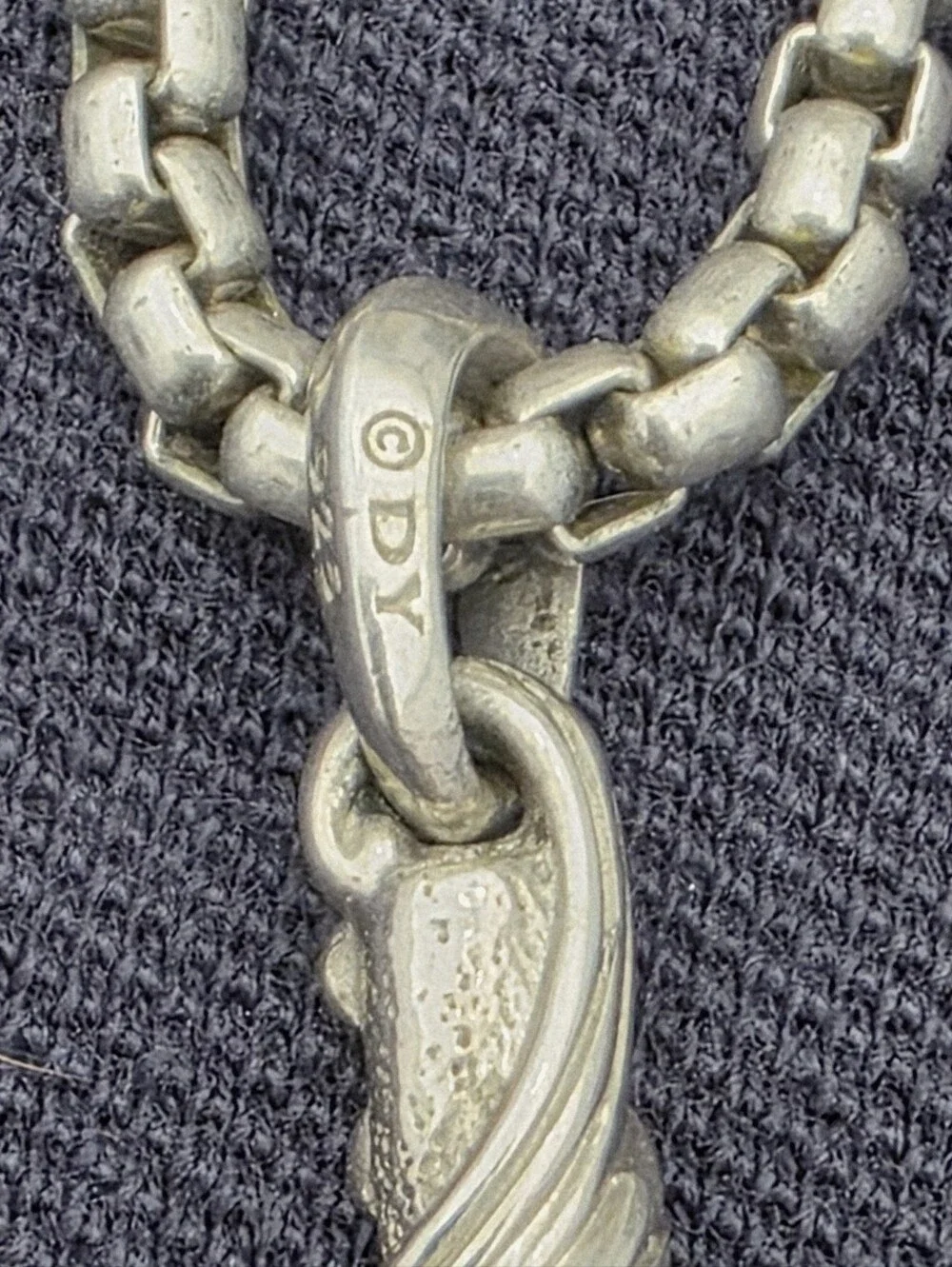 David Yurman Sterling Silver Dagger Pendant Necklace-3.6mm Box Chain Brand New